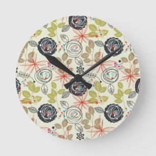 Blumenhintergrund Runde Wanduhr