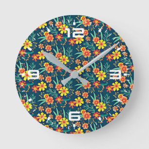 Blumenhintergrund Schönes Design-46566 Runde Wanduhr