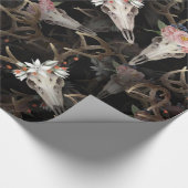 Blumenhirsch-Schädelmuster Geschenkpapier (Ecke)