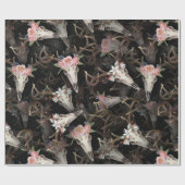 Blumenhirsch-Schädelmuster Geschenkpapier (Flach)