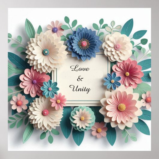 Blumenhochzeit 3D Papierblumen Blumenrahmen Poster (Vorne)