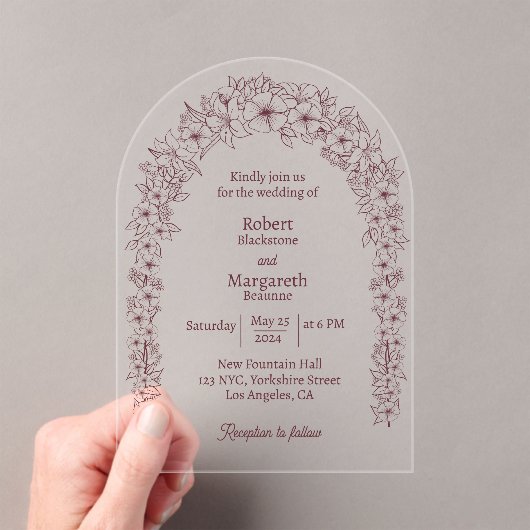 Blumenhochzeit Acryleinladungen (Insitu (Handheld))