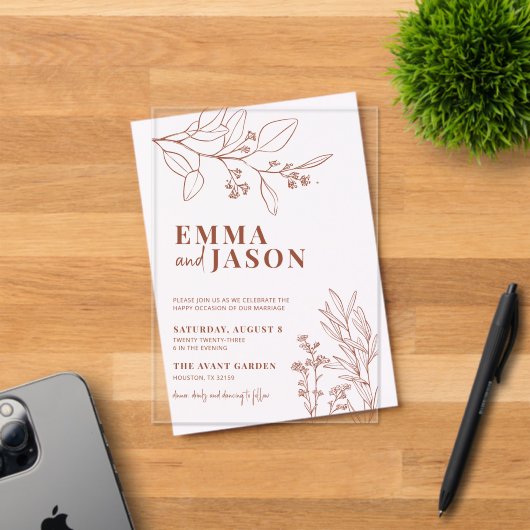 Blumenhochzeit Acryleinladungen (Insitu (Einladungskarte))