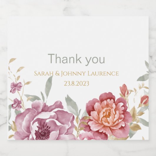 Blumenhochzeit Alkoholflaschenetikett (Einzelnes Label)