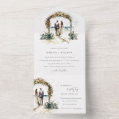 Blumenhochzeit Arch Coastal Seascape Hochzeit All In One Einladung (Innen Boden)