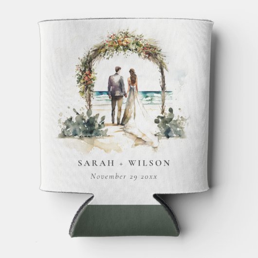 Blumenhochzeit Arch Coastal Seascape Hochzeit Dosenkühler (Vorderseite)