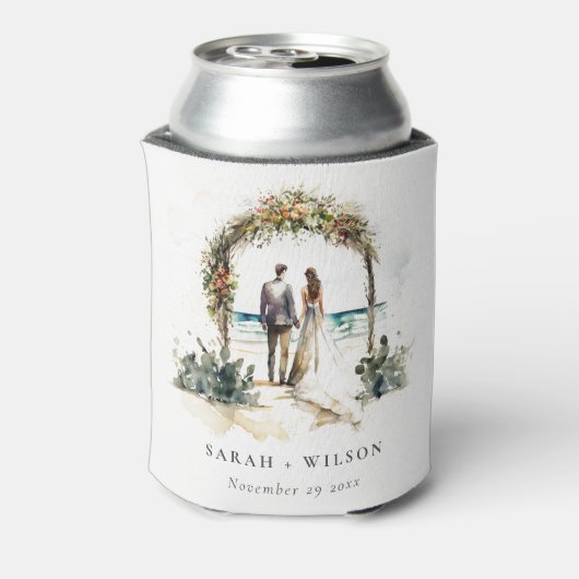 Blumenhochzeit Arch Coastal Seascape Hochzeit Dosenkühler (Kanne Rückseite)