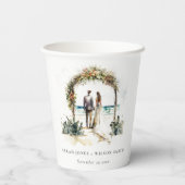 Blumenhochzeit Arch Coastal Seascape Hochzeit Pappbecher (Rückseite)