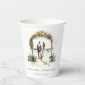 Blumenhochzeit Arch Coastal Seascape Hochzeit Pappbecher (Vorderseite)