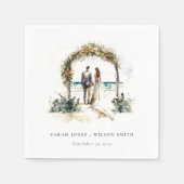 Blumenhochzeit Arch Coastal Seascape Hochzeit Serviette (Vorderseite)