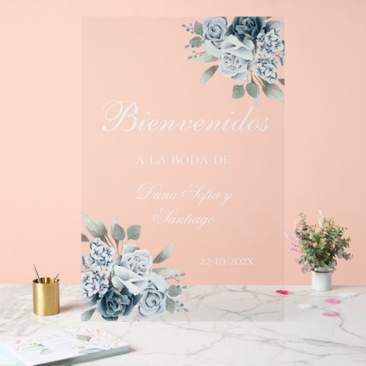 Blumenhochzeit Begrüßung mattiertes Akryllisches Z Acrylschild (Hochzeit)