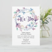 Blumenhochzeit. Blau und lila einladen Einladung (Stehend Vorderseite)