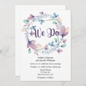 Blumenhochzeit. Blau und lila einladen Einladung (Vorne/Hinten)