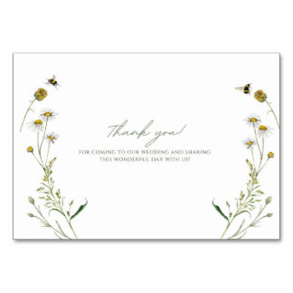Blumenhochzeit Dankeskarten – Bearbeitbare Namen Tischnummer