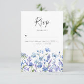 Blumenhochzeit der Blauen Wildblume RSVP Karte (Stehend Vorderseite)