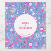 Blumenhochzeit der Blauen Wildblume Weinetikett (Einzelnes Label)