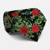 Blumenhochzeit der Rose Black and Red Peony Krawatte (Gerollt)