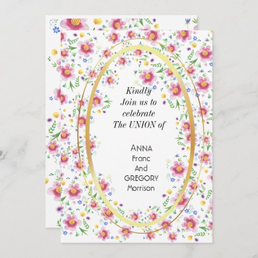 Blumenhochzeit Einladung (Vorne/Hinten)