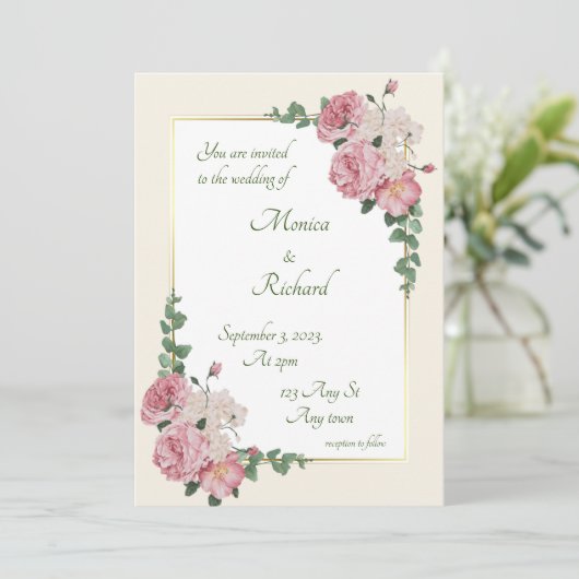 Blumenhochzeit Einladung (Stehend Vorderseite)