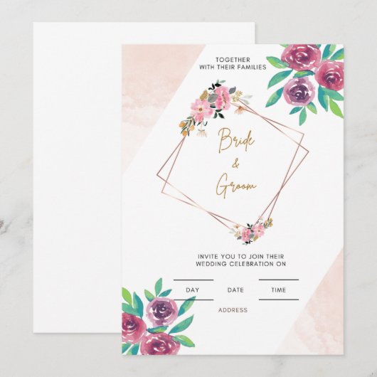 Blumenhochzeit Einladung (Vorne/Hinten)