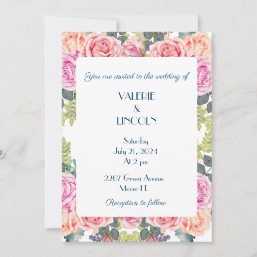 Blumenhochzeit Einladung (Vorderseite)