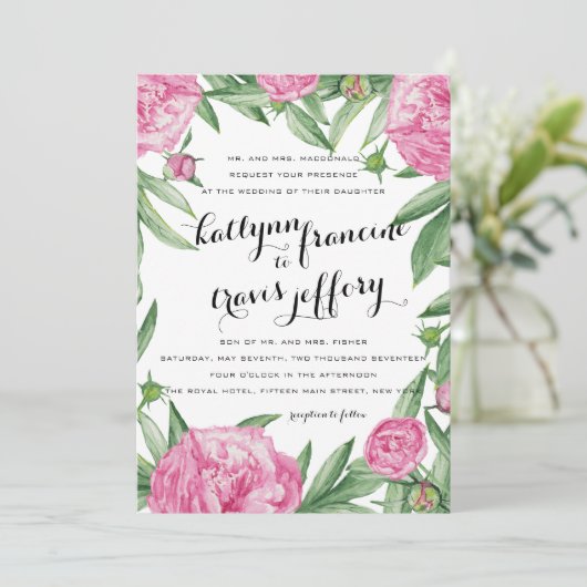 Blumenhochzeit Einladung (Stehend Vorderseite)