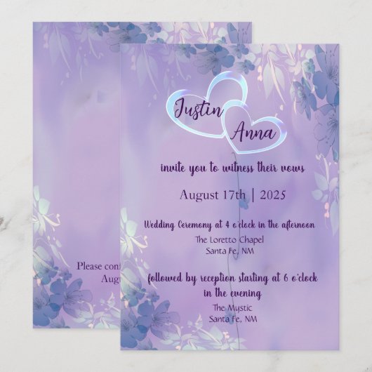 Blumenhochzeit Einladung (Vorne/Hinten)