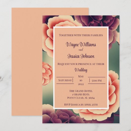 Blumenhochzeit Einladung (Vorne/Hinten)