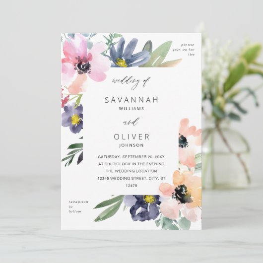 Blumenhochzeit Einladung (Stehend Vorderseite)