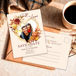 Blumenhochzeit Foto Heiratsantrag mit Terminankünd Ankündigungspostkarte