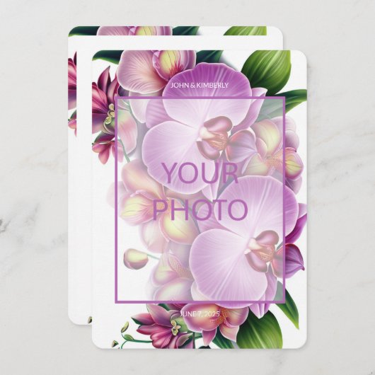 Blumenhochzeit Foto & QR-Code Begleitkarte (Vorne/Hinten)