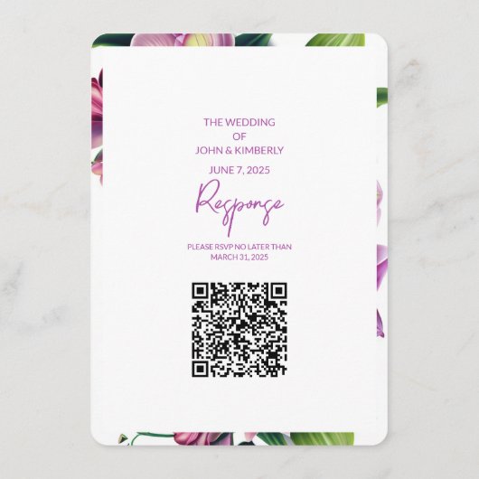 Blumenhochzeit Foto & QR-Code Begleitkarte (Rückseite)