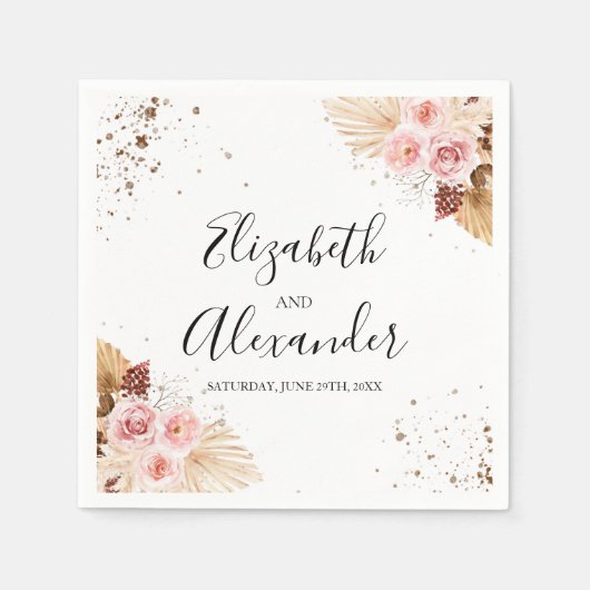 Blumenhochzeit Glitzer Serviette (Vorderseite)