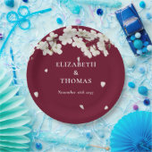 Blumenhochzeit Hübsch weißes Blossom Burgund Pappteller (Party)