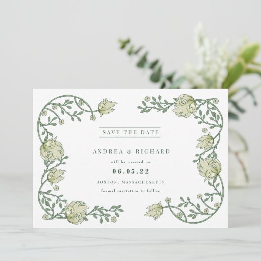 Blumenhochzeit im botanischen Garten rettet das Da Save The Date (Stehend Vorderseite)
