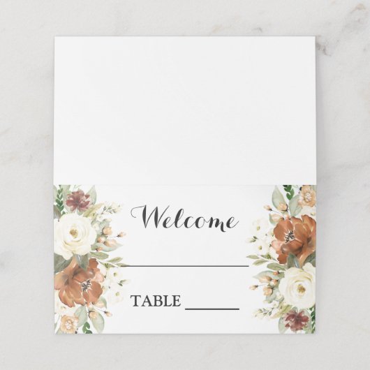 Blumenhochzeit im Herbst Platzkarte (Außenseite Aufgefaltet)
