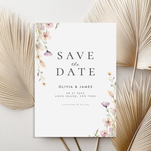 Blumenhochzeit im Sommer Wildblume Save The Date