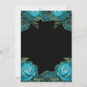 Blumenhochzeit in aquamarinen und goldenen Rose Einladung (Rückseite)