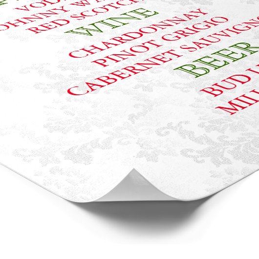 Blumenhochzeit in Deep Rote Rose - Bar Menu Poster (Ecke)