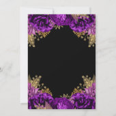 Blumenhochzeit in lila und goldenen Rose Einladung (Rückseite)