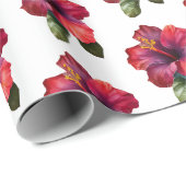 Blumenhochzeit in Rot-Tropen-Hibiskus Geschenkpapier (Rolleneckpunkt)