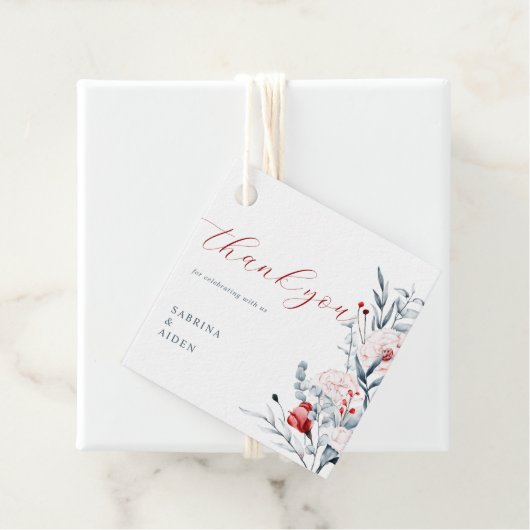 Blumenhochzeit in Rot und Blau der Blume Geschenkanhänger (Beispiel)