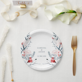 Blumenhochzeit in Rot und Blau der Blume Pappteller