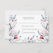 Blumenhochzeit in Rot und Blau der Blume RSVP Karte (Vorderseite)