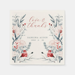 Blumenhochzeit in Rot und Blau der Blume Serviette