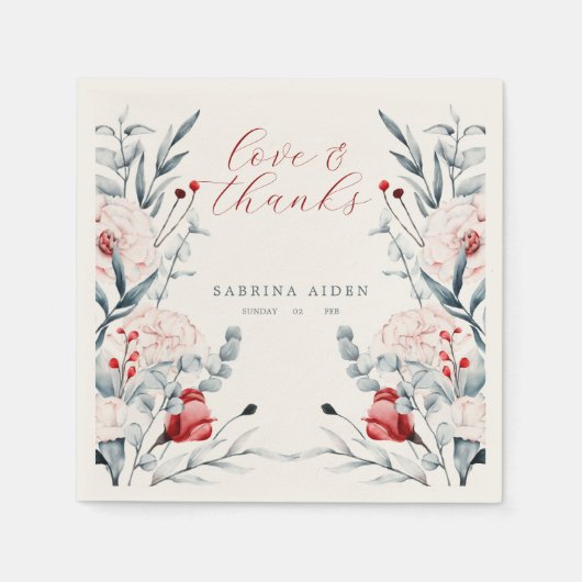 Blumenhochzeit in Rot und Blau der Blume Serviette (Vorderseite)