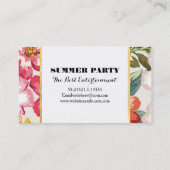 BlumenHochzeit in Urlaubsort des tropischen Visitenkarte (Rückseite)