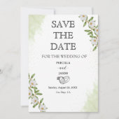 Blumenhochzeit in Weiß und Grün Save The Date (Vorderseite)