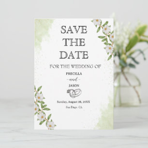 Blumenhochzeit in Weiß und Grün Save The Date