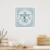 Blumenhochzeit Jubiläum Maßgeschneidertes Jahr Poster (Küche)